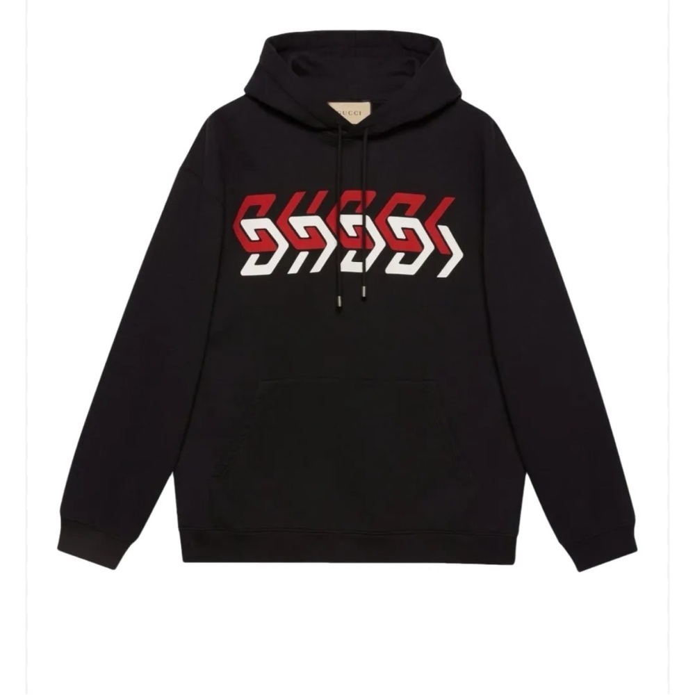 Gucci mirrored print jersey, cotton hoodie size large made in Italy